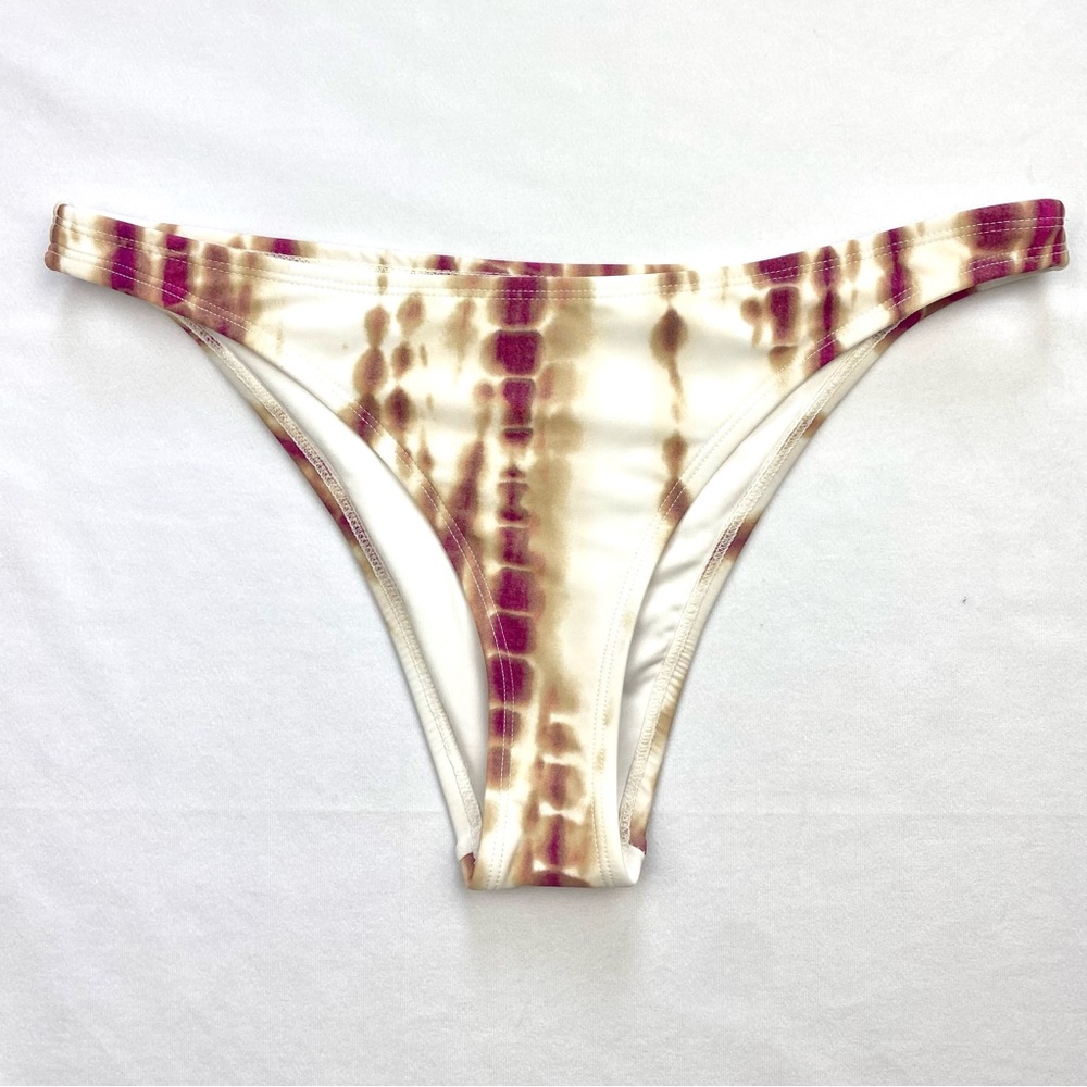 FOREVER 21 Cheeky Bikini Bottoms Cream/Fuchsia/Tan Tie Dye Sizes S,M (NWT) - Picture 2 of 13